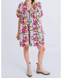 Karlie - Floral Puff Sleeve Dress - Lyst
