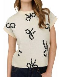 Blu Pepper - Bow Pattern Short Sleeve Sweater - Lyst