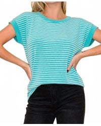 Staccato - Striped Crew Neck Short Sleeve Terry Top - Lyst