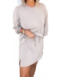 Lovesoft - Solid Color Drop Shoulder Pullover Drawstring Mini Skirt 2-Piece Set - Lyst