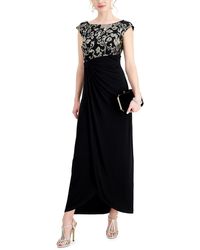 Connected Apparel - Metallic Embroidered Evening Dress - Lyst