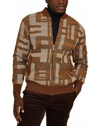 Inserch - Geometric Full Zip Baseball Knit Jacket - Lyst