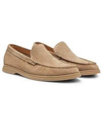 BOSS - Suede Loafers With Contrast Outsole - Lyst
