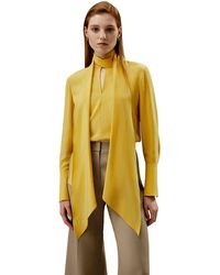 LILYSILK - Flowing Draped Tie-Neck Silk Blouse For - Lyst