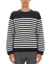 Theory - Relaxed Fit Striped Wool-Cashmere Crew Neck Sweater - Lyst