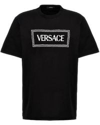 Versace - 90S Logo Embroidered Cotton T Shirt, Size X-Small - Lyst