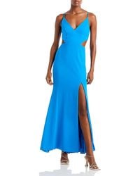 Aqua - Side Slit Maxi Evening Dress - Lyst