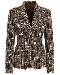 L.B.M. 1911 - Double-Breasted Bouclé Tweed Jacket With-Tone Buttons - Lyst
