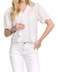 KLD - Erin Eyelet Embroidered Top - Lyst