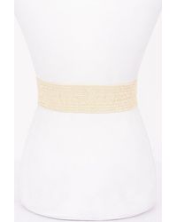 Fashnzfab - Faux Straw Two Buckle Elastic Belt - Lyst