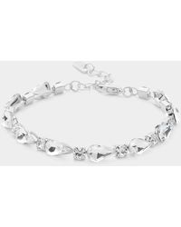 Fashnzfab - Teardrop Round Stone Link Evening Bracelet Clear - Lyst