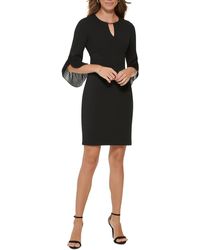 DKNY - Pleated Sleeves Keyhole Cocktail And Party Dress - Lyst