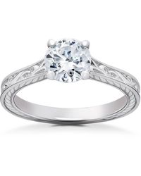 Pompeii3 - Vintage Scroll Solitaire Sophia Engagement Ring - Lyst