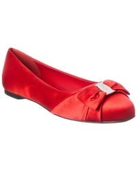 Ferragamo - Logo Leather Ballerina Flat - Lyst