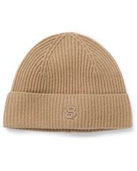 BOSS - Wool-Cashmere Beanie Hat With Double B Monogram - Lyst