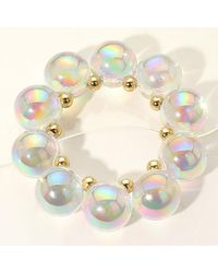 Fashnzfab - Chunky Iridescent Ball Beaded Bracelet Clear - Lyst