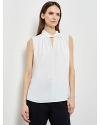 Misook - Sleeveless Twist Neck Crepe De Chine Blouse - Lyst