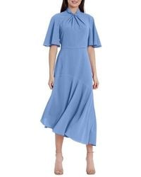 Maggy London - Twist Mock Neck Flutter Sleeve Midi Dress - Lyst
