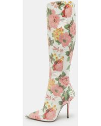 Vetements - Floral Print Paper Mache Knee Length Boots - Lyst