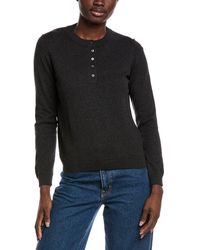 Minnie Rose - Cashmere-Blend Henley Sweater - Lyst