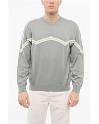 Armani - Emporio Virgin Wool Sweater With Herringbone Embroidery - Lyst