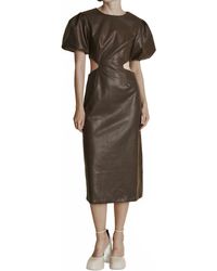 AUREUM - Vegan Leather Cut Out Midi Dress - Lyst