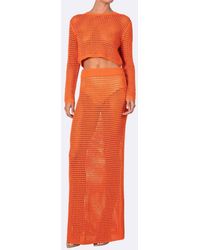 NonChalant Label - Jovi Open-Knit Long-Sleeve Crop Top - Lyst