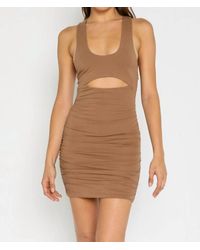 Olivaceous - Carsyn Ruched Cut Out Fitted Dress - Lyst