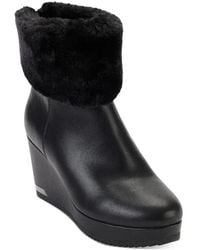 DKNY - Nadra Faux Leather Wedge Boots - Lyst