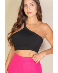 TRUEDAMES - One Shoulder Ribbed Cropped Top - Lyst