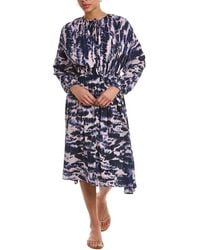 BOSS - Boss Tie Neck Midi Dress - Lyst