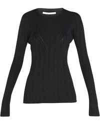 Jason Wu - Long Sleeve Fitted Knit Top With Detail - Lyst