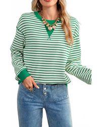 Shewin - Striped Crewneck Sweatshirt - Lyst