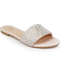 Badgley Mischka - Delaney Satin Embellished Slide Sandals - Lyst