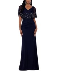 Betsy & Adam - Petites Embellished Capelet Evening Dress - Lyst