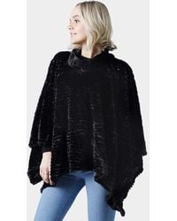 TRUEDAMES - Stripe Pattern Faux Fur Poncho - Lyst