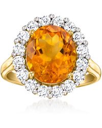 Ross-Simons - Citrine Ring With Lab-Grown Diamonds - Lyst