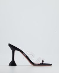 AMINA MUADDI - Satin Heels With Perspex Strap And Crystal Detail - Lyst