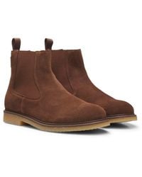 BOSS - Suede Chelsea Boots With Elasticated Panels - Lyst