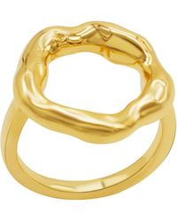 Adornia - Tarnish Resistant 14K Plated Open Circle Hammered Ring - Lyst