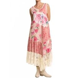 Davi & Dani - Print Flower Patchwork Lace Tiered Dress - Lyst
