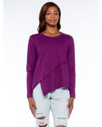 Wilt - Crew Long Sleeve Easy Crossover Raw Hem Top - Lyst