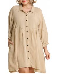 Umgee - Dreamer Washed Button Down Mini Dress - Lyst