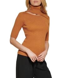 DKNY - Ribbed Knit Cut-out Turtleneck Sweater - Lyst