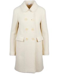 Aspesi - Double-Breasted Virgin Wool Coat With Flap Pockets - Lyst
