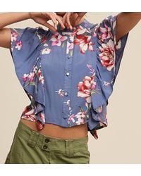 Listicle - Floral Flutter Sleeve Blouse - Lyst