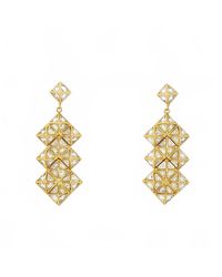 Avenue Chic - Pyramid Mirror Long Earrings - Lyst
