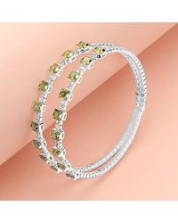 Fashnzfab - Square Cz Stone Cluster Accented Split Adjustable Evening Bracelet Peridot - Lyst