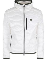 Blauer - Wave Quilted Hooded Elastic Trim Polyester Down Jacket - Lyst