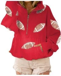 Bibi - Football Sequin Patches Half Zip Hoodie - Lyst